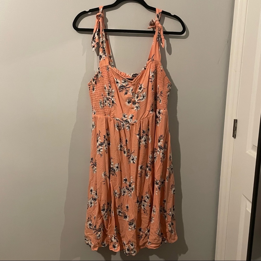 Torrid Challis Dress Shoulder Tie Bow Floral Summer Dress Size 1